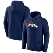 Men's Fanatics Branded Navy Denver Broncos Primary Team Logo Fitted Pullover Hoodie