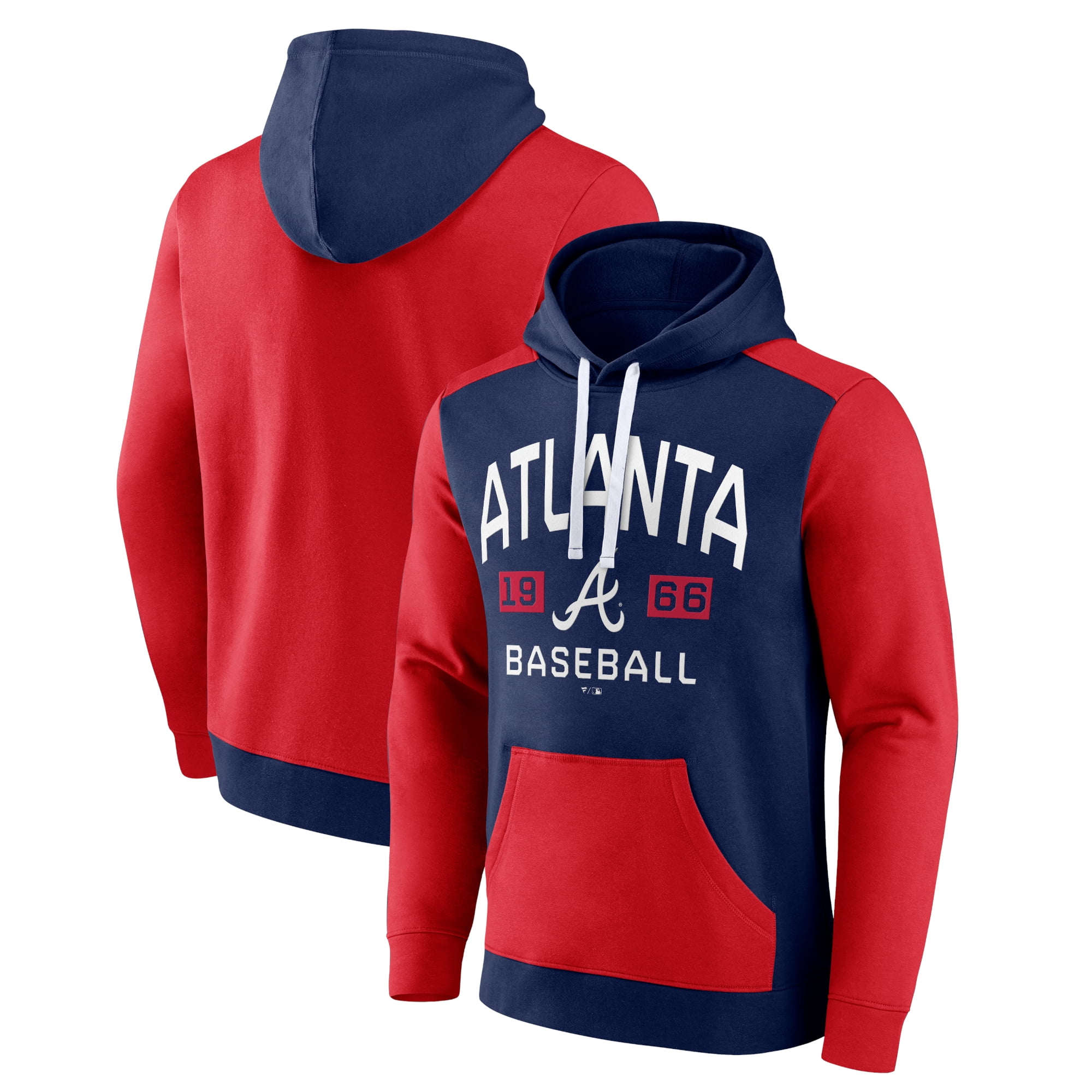 Men's Fanatics Branded Navy/Red Atlanta Braves Chip In Pullover Hoodie 