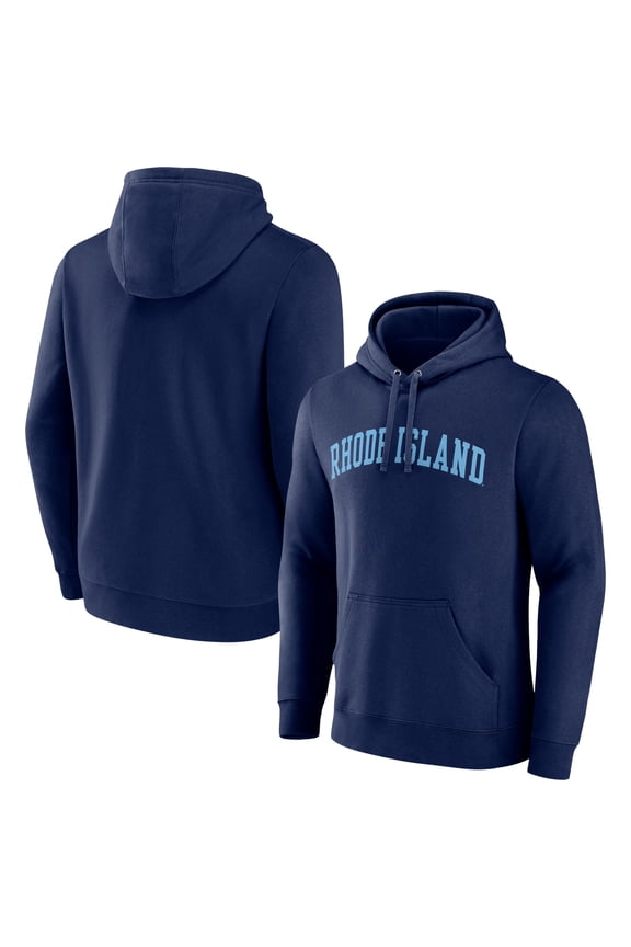 Men's Navy Rhode Island Rams Basic Arch Pullover Hoodie