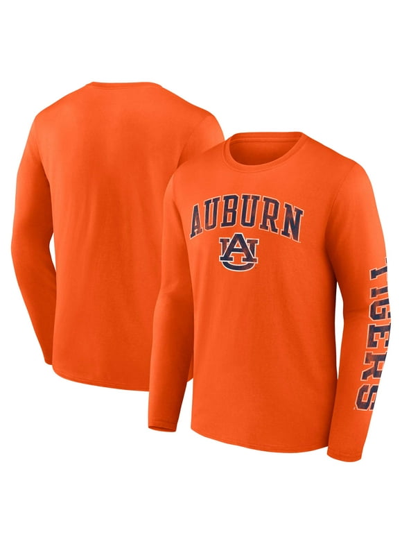 Men's Fanatics Branded Orange Auburn Tigers Distressed Arch Over Logo Long Sleeve T-Shirt