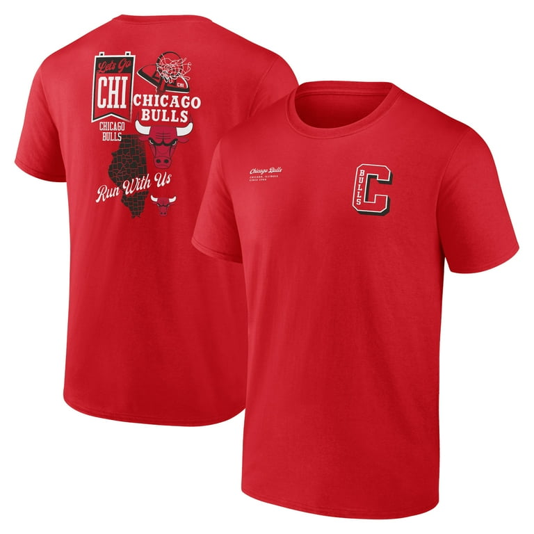 Men s Red Chicago Bulls Split Zone T Shirt