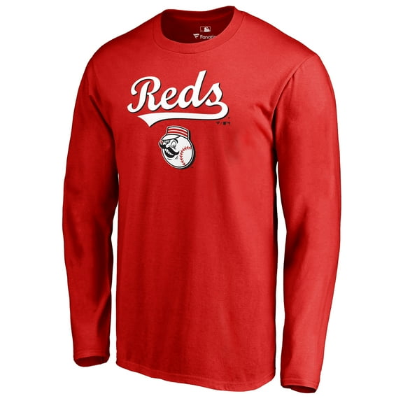 Men's Red Cincinnati Reds Team Lockup Long Sleeve T-Shirt