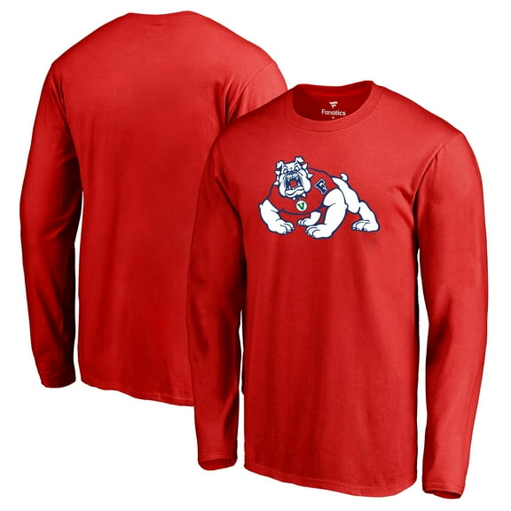 Men's Red Fresno State Bulldogs Primary Logo Long Sleeve T-Shirt