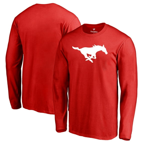 Men's Red SMU Mustangs Primary Logo Long Sleeve T-Shirt