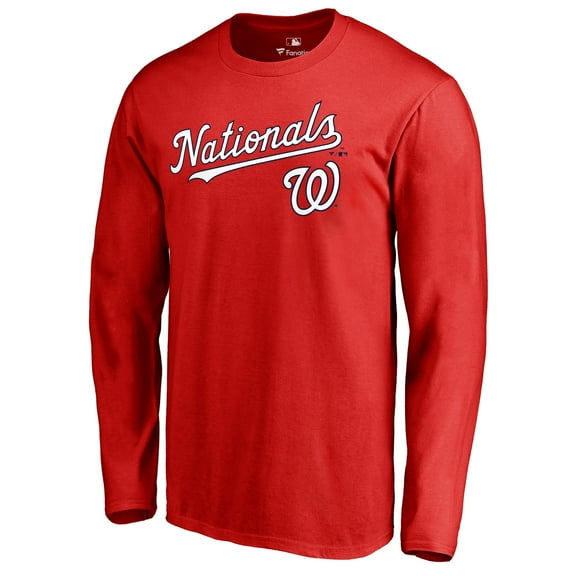 Men's Red Washington Nationals Team Lockup Long Sleeve T-Shirt