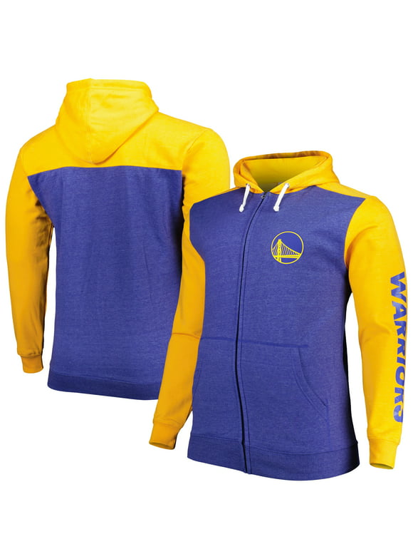 Men's Fanatics Branded Royal/Gold Golden State Warriors Big & Tall Down and Distance Full-Zip Hoodie