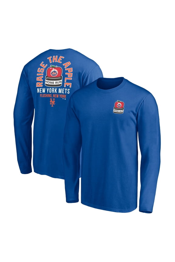 Men's Royal New York Mets Team Hometown Collection Raise the Apple Long Sleeve T-Shirt