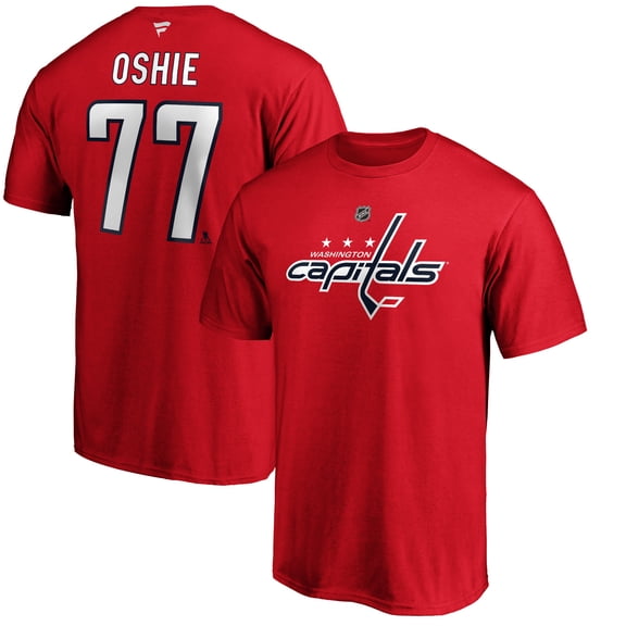 Men's Fanatics TJ Oshie Red Washington Capitals Authentic Stack Name & Number T-Shirt