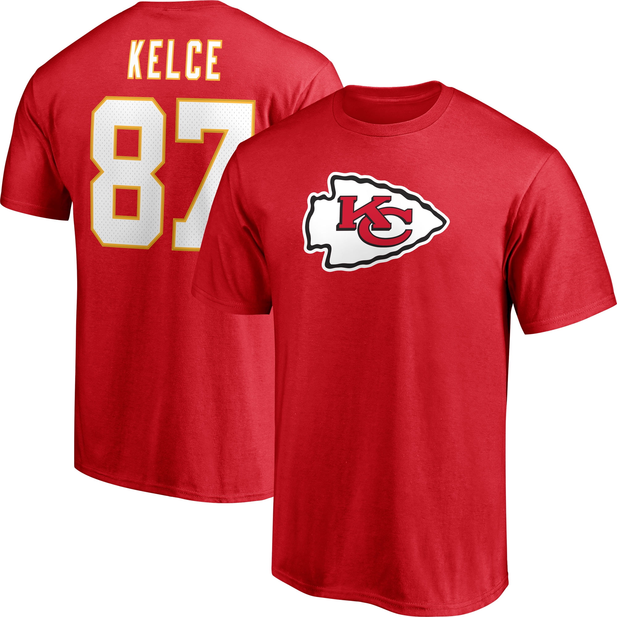 Men's Fanatics Branded Travis Kelce Red Kansas City Chiefs Player Icon Name  & Number T-Shirt 