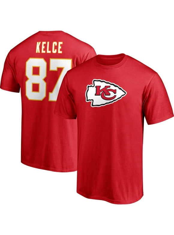 Men's Fanatics Branded Travis Kelce Red Kansas City Chiefs Player Icon Name & Number T-Shirt