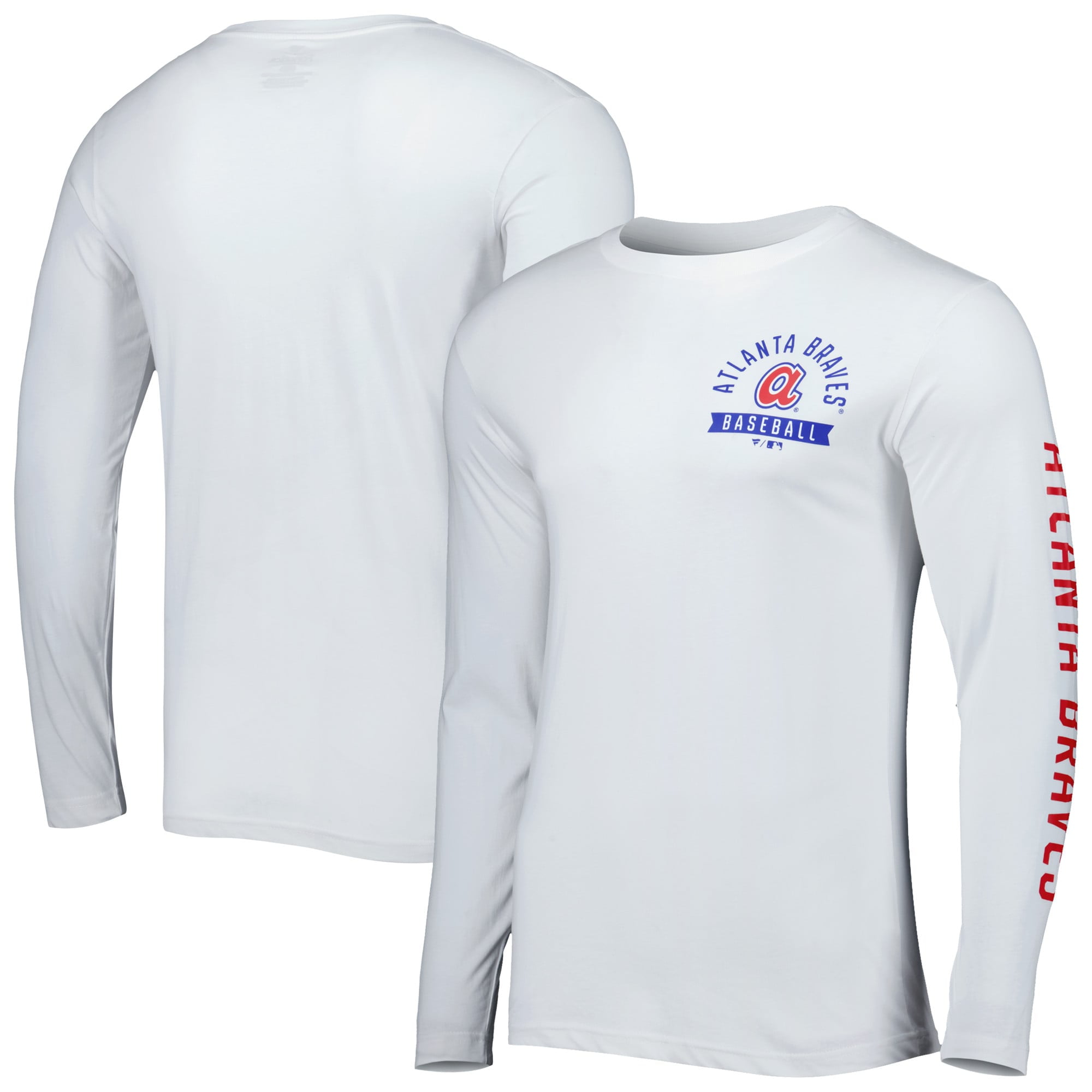 Men's Fanatics Branded White Atlanta Braves Pressbox Long Sleeve T