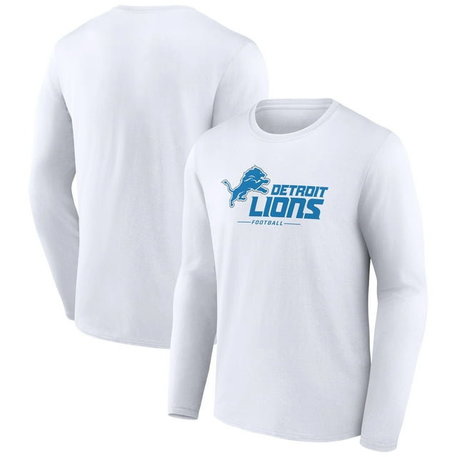 Men's Fanatics Branded White Detroit Lions Logo Team Lockup Long Sleeve