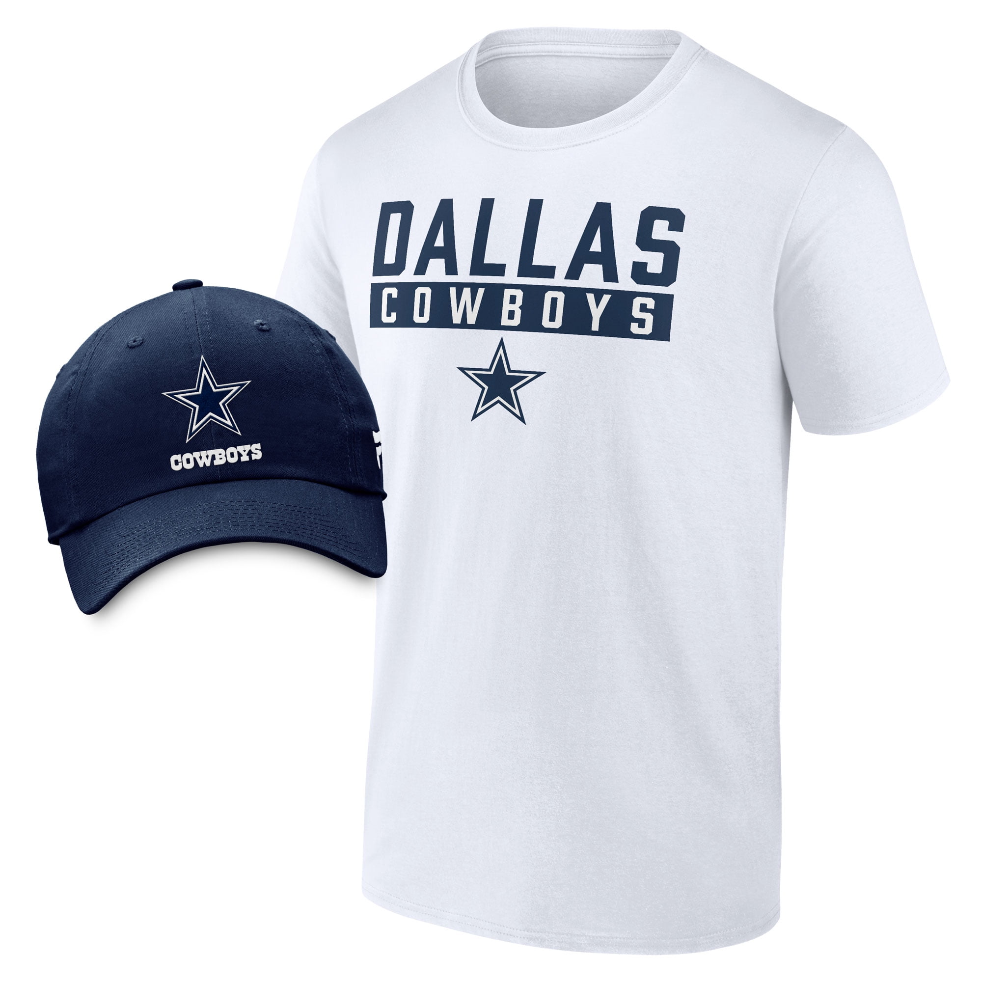 Men's Fanatics Branded White/Navy Dallas Cowboys T-Shirt & Adjustable ...