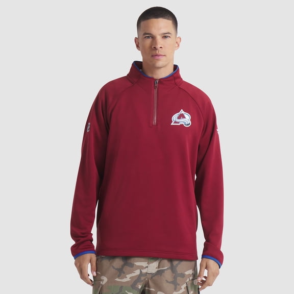 Men's Fanatics Burgundy Colorado Avalanche Authentic Pro Rink Raglan Quarter-Zip Pullover