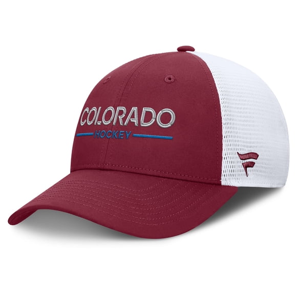 Men's Fanatics Burgundy/White Colorado Avalanche Authentic Pro Rink Lockup Adjustable Trucker Hat