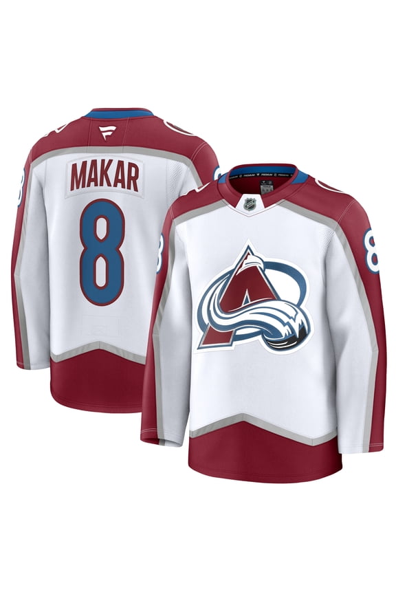 Men's Fanatics Cale Makar White Colorado Avalanche Away Premium Jersey