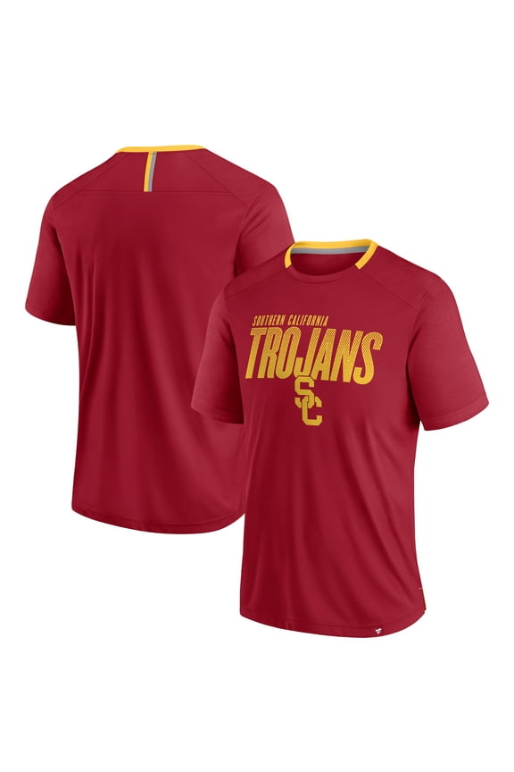 Men's Fanatics Cardinal USC Trojans Defender Fade Slant T-Shirt