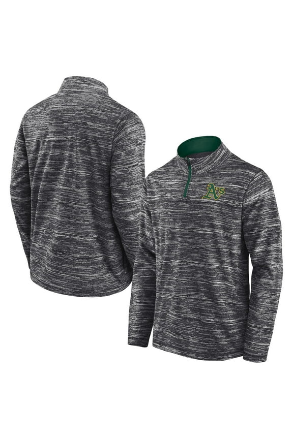 Men's Fanatics Charcoal Athletics Getting Faster Space-Dye Quarter-Zip Top