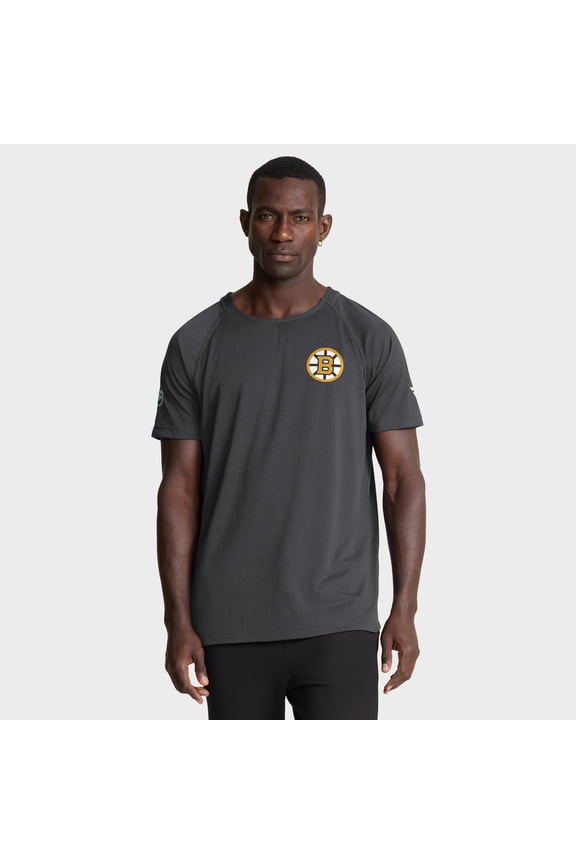 Men's Fanatics Charcoal Boston Bruins Authentic Pro Rink Raglan Performance T-Shirt
