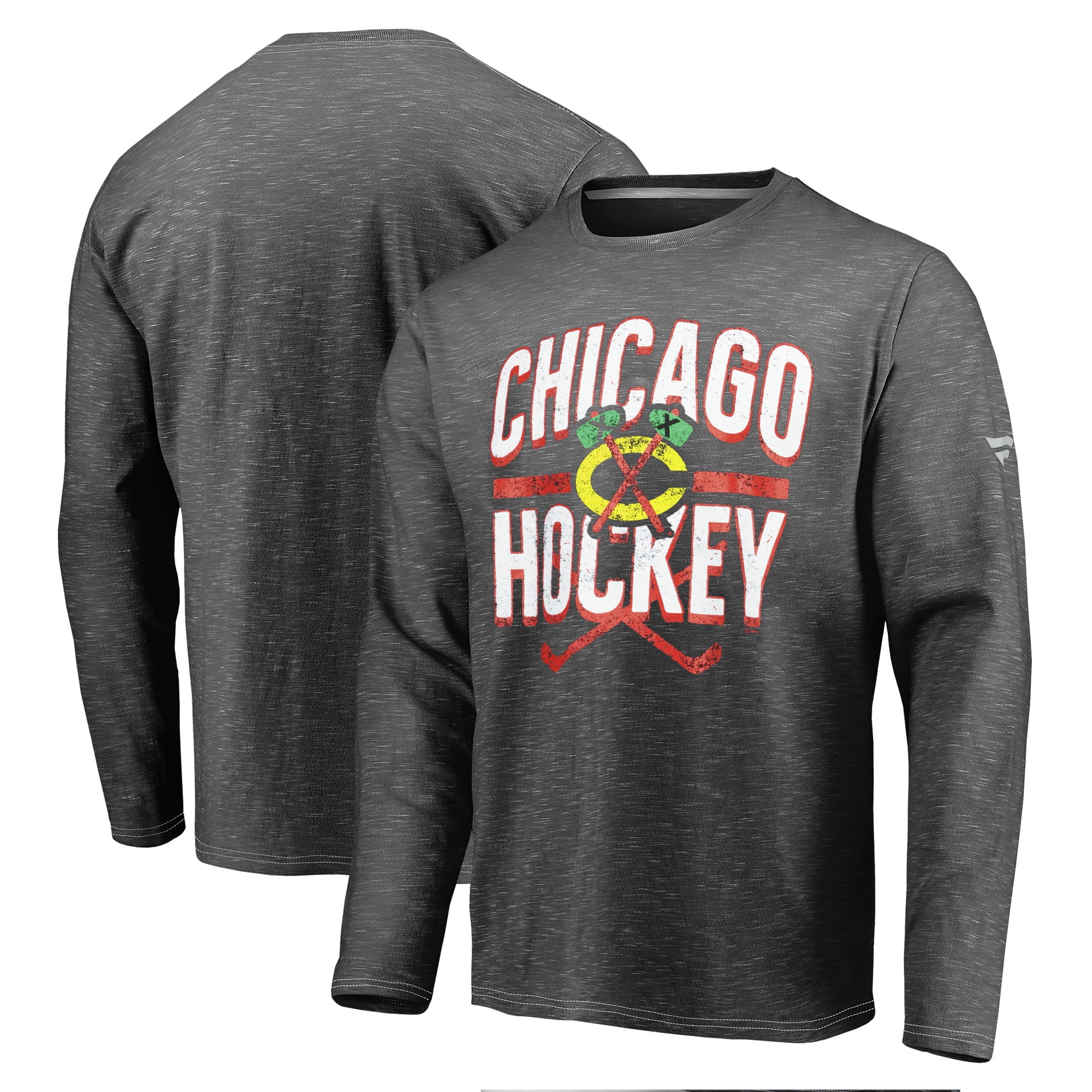 Men's-Fanatics Charcoal Chicago Blackhawks Long Sleeve T-Shirt