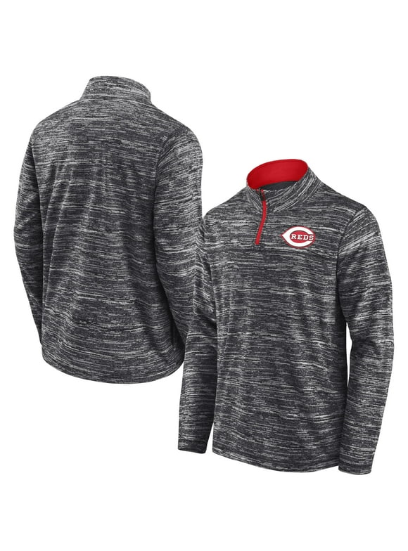Men's Fanatics Charcoal Cincinnati Reds Getting Faster Space-Dye Quarter-Zip Top