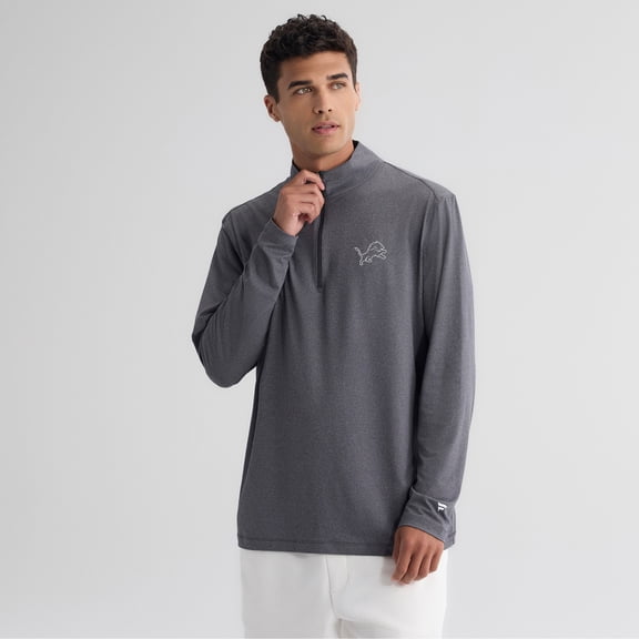 Men's Fanatics Charcoal Detroit Lions Clutch Quarter-Zip Pullover