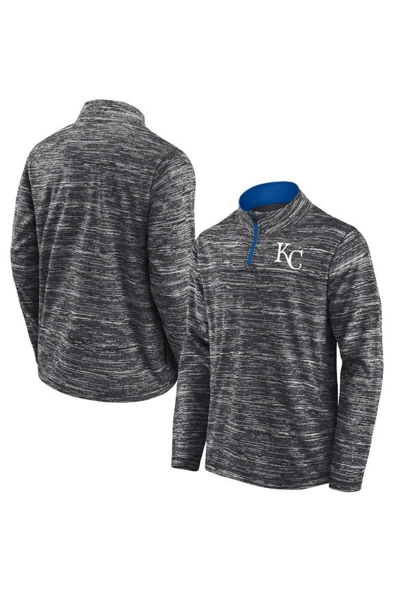 Men's Fanatics Charcoal Kansas City Royals Getting Faster Space-Dye Quarter-Zip Top