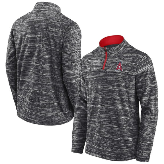 Men's Fanatics Charcoal Los Angeles Angels Getting Faster Space-Dye Quarter-Zip Top