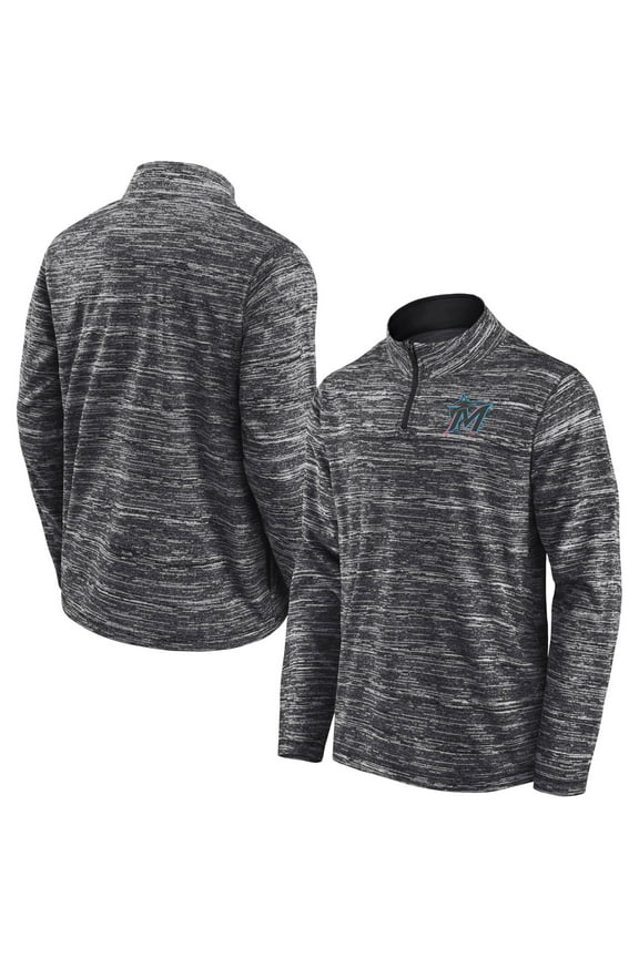 Men's Fanatics Charcoal Miami Marlins Getting Faster Space-Dye Quarter-Zip Top