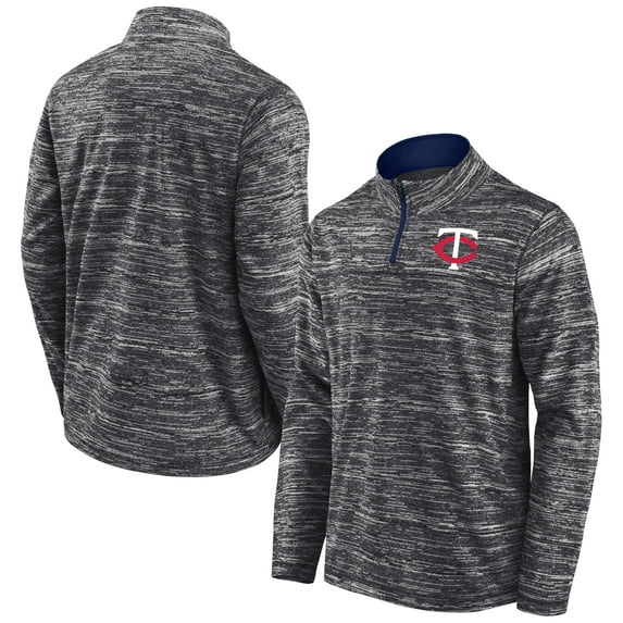 Men's Fanatics Charcoal Minnesota Twins Getting Faster Space-Dye Quarter-Zip Top