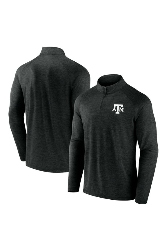 Men's Fanatics Charcoal Texas A&M Aggies Primary Logo Raglan Quarter-Zip Top
