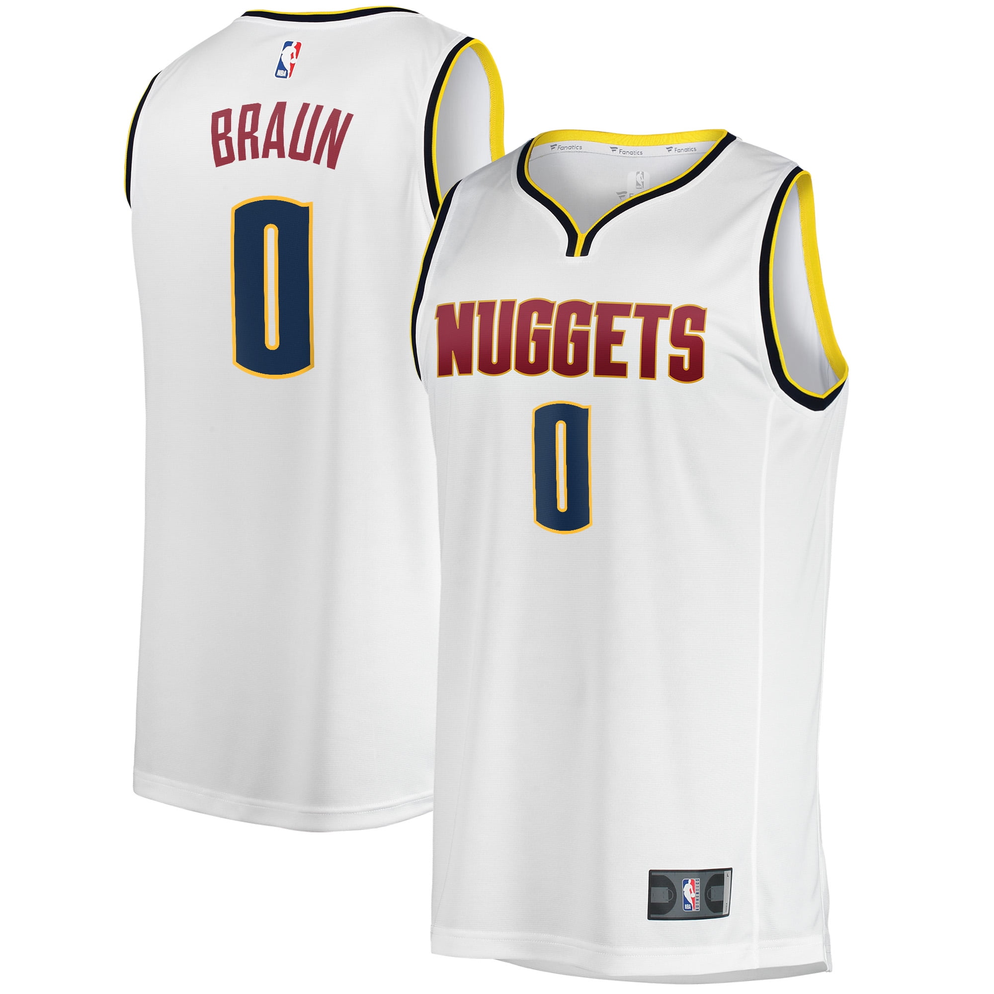 Men s Fanatics Christian Braun White Denver Nuggets Fast Break Player Jersey Association Edition Walmart