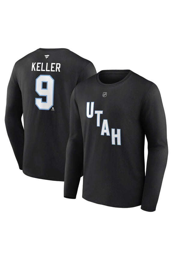 Men's Fanatics Clayton Keller-Black Utah Mammoth Authentic Stack Long Sleeve Name & Number T-Shirt