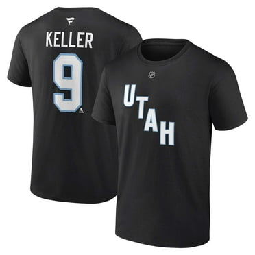 Men's Fanatics Clayton Keller-Black Utah Hockey Club Authentic Stack Name & Number T-Shirt