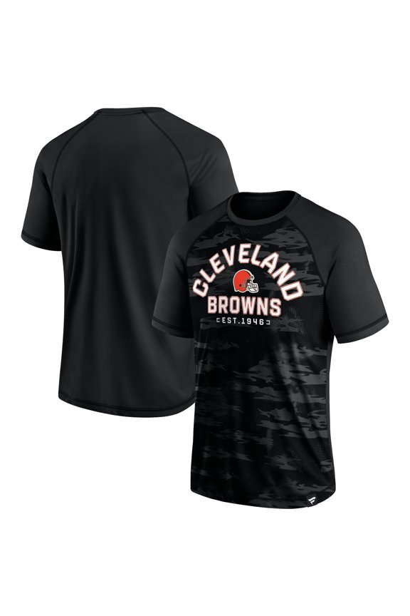 Men's Fanatics Cleveland Browns Blackout Hail Mary Raglan T-Shirt