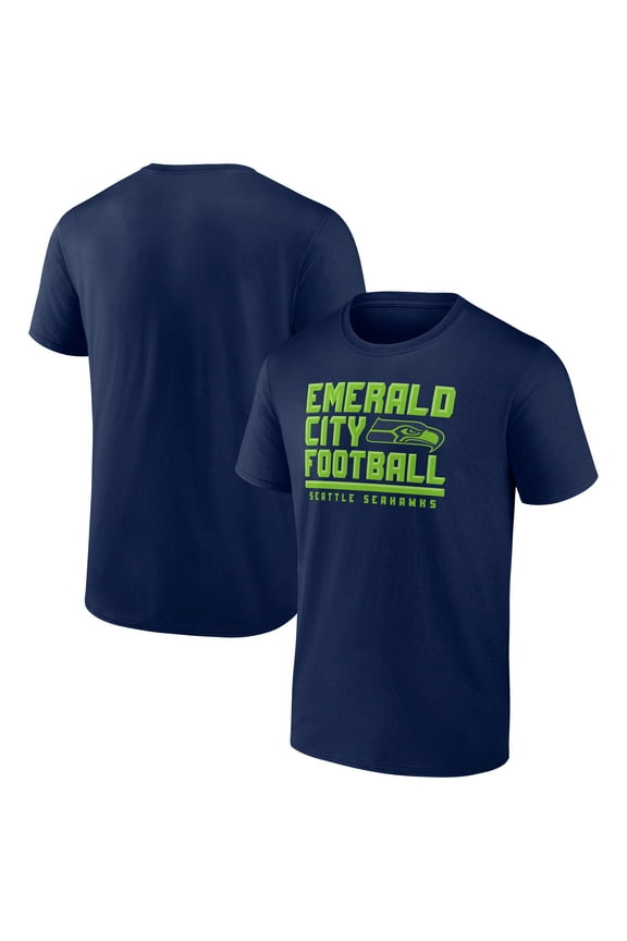 Men's Fanatics College Navy Seattle Seahawks Emerald City Football T-Shirt