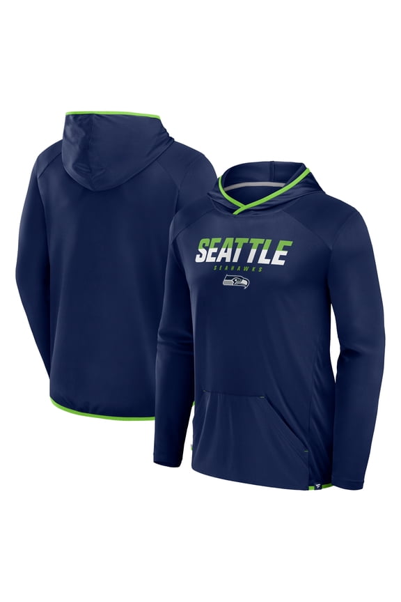 Men's Fanatics College Navy Seattle Seahawks Transitional Defender Hoodie Long Sleeve T-Shirt