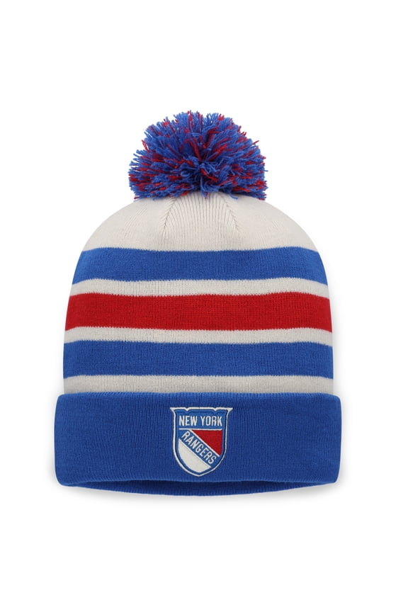 Men's Fanatics Cream/Blue New York Rangers 2026 NHL Winter Classic Cuffed Pom Knit Hat