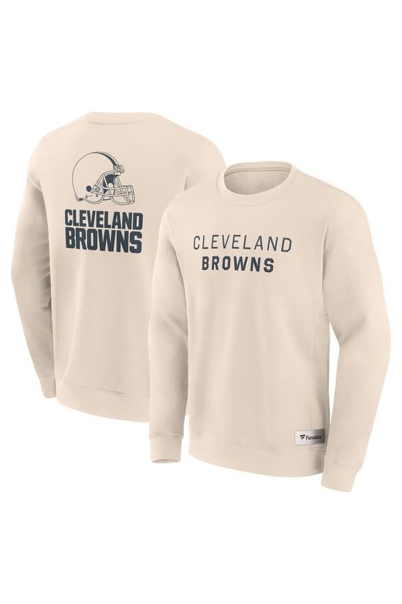 Men's Fanatics Cream Cleveland Browns Elements Future Ground Lettering Pullover Sweatshirt