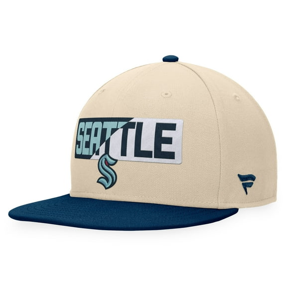 Men's Fanatics Cream/Deep Sea Blue Seattle Kraken Goalaso Snapback Hat