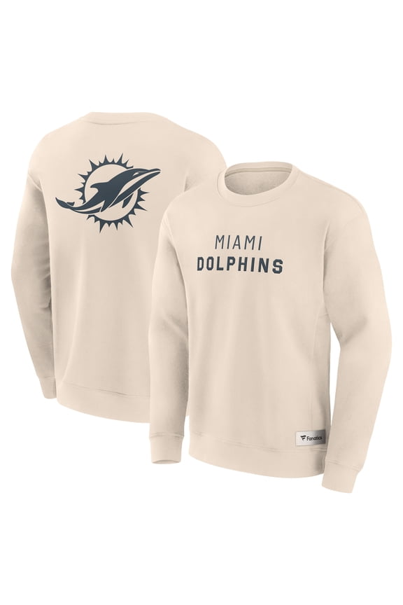 Men's Fanatics Cream Miami Dolphins Elements Future Ground Lettering Pullover Sweatshirt