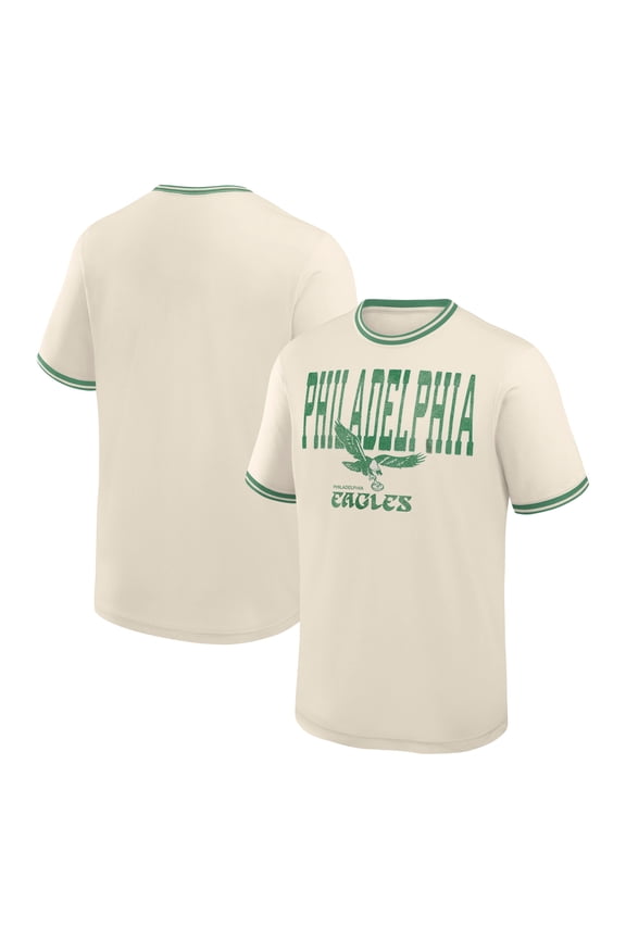 Men's Fanatics Cream Philadelphia Eagles Time Honored Tradition Ringer Fashion Top