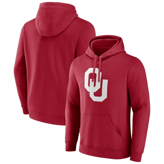 Men's Fanatics Crimson Oklahoma Sooners Applique Fleece Pullover Hoodie