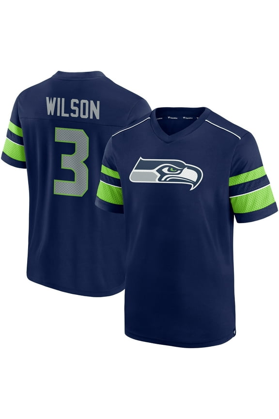 Men's Fanatics DK Metcalf College Navy Seattle Seahawks Hashmark Name & Number V-Neck T-Shirt