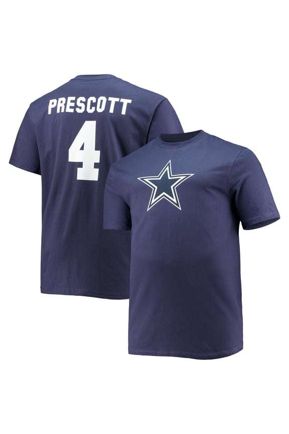 Men's Fanatics Dak Prescott Navy Dallas Cowboys Big & Tall Player Name & Number T-Shirt