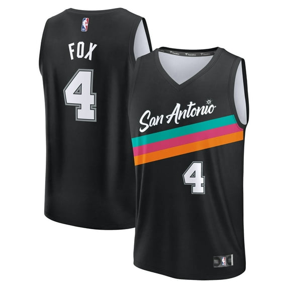 Men's Fanatics De'Aaron Fox Black San Antonio Spurs 2025/26 City Edition Fast Break Jersey
