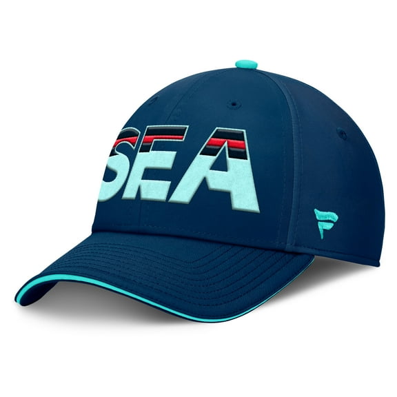 Men's Fanatics Deep Sea Blue/Light Blue Seattle Kraken Authentic Pro Rink Team Code Flex Hat