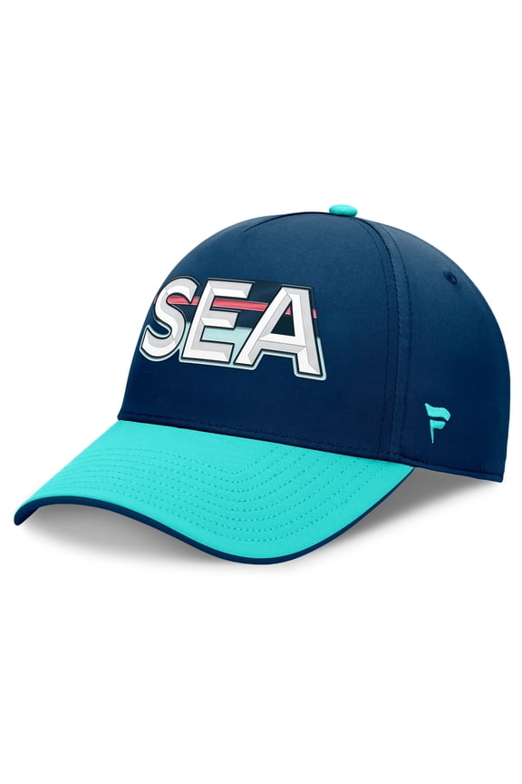 Men's Fanatics Deep Sea Blue/Light Blue Seattle Kraken Authentic Pro Rink Team Code Flex Hat