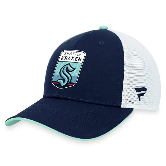 Men's Fanatics Deep Sea Blue Seattle Kraken 2023 NHL Draft On Stage Trucker Adjustable Hat
