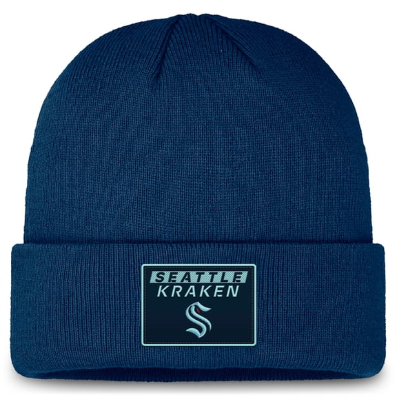 Men's Fanatics Deep Sea Blue Seattle Kraken Authentic Pro Cuffed Knit Hat